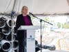 Mary Carter Waren, D.Min., Mission Leader of Holy Cross Health delivers remarks and blesses the ground during the groundbreaking ceremony for the future Holy Cross Health Center & Emergency Care – Fort Lauderdale at Sunrise.