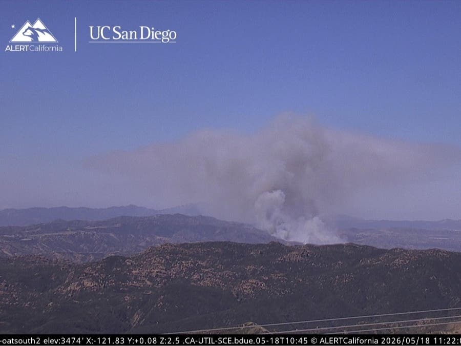 Smoke from the Sandy Fire, as seen from the Santa Susana Mountains northeast of the blaze.