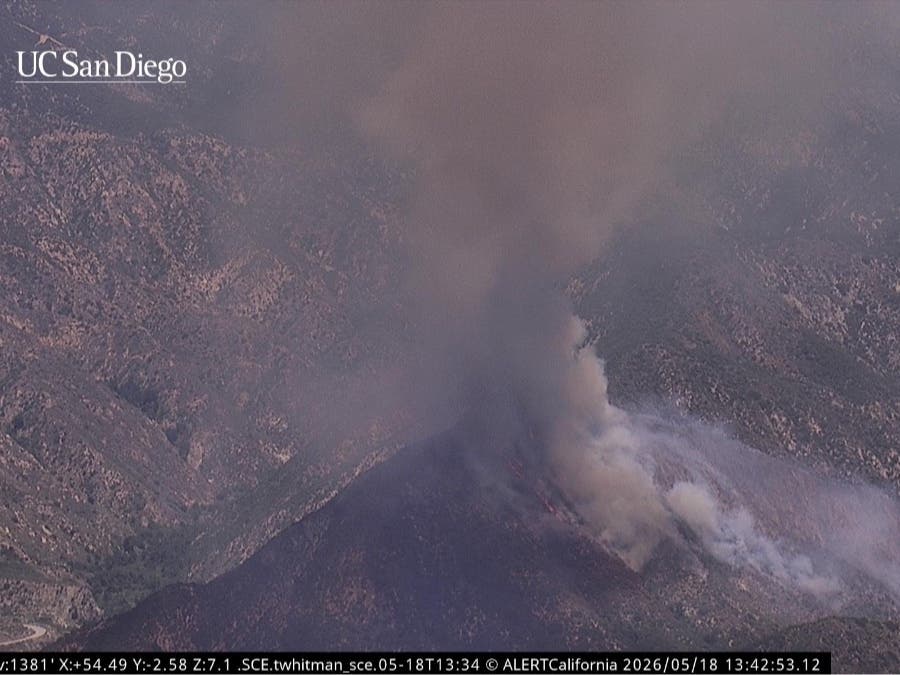 A view of the Burro Fire from a wildfire camera at around 1:42 p.m.