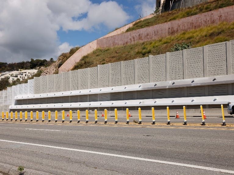 The newly completed Getty Villa retaining wall.