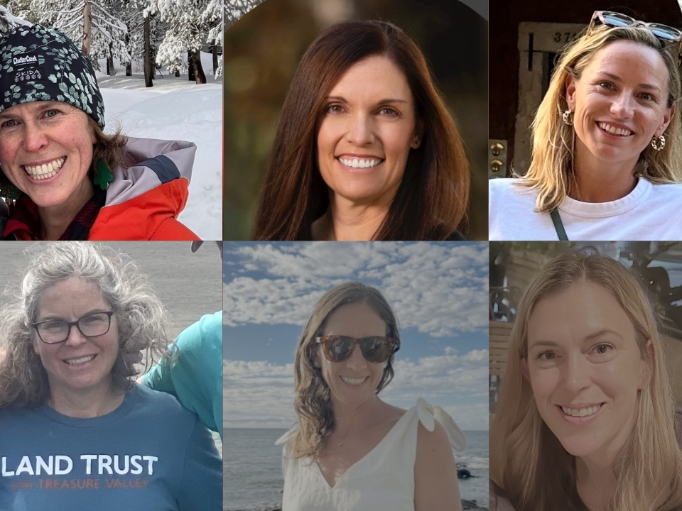 (Left to right) Top: Caroline Sekar, Carrie Atkin, Kate Vitt Bottom: Liz Clabaugh, Kate Morse, Danielle Keatley died together in an avalanche on Castle Peak. Three backcountry ski guides were also killed.