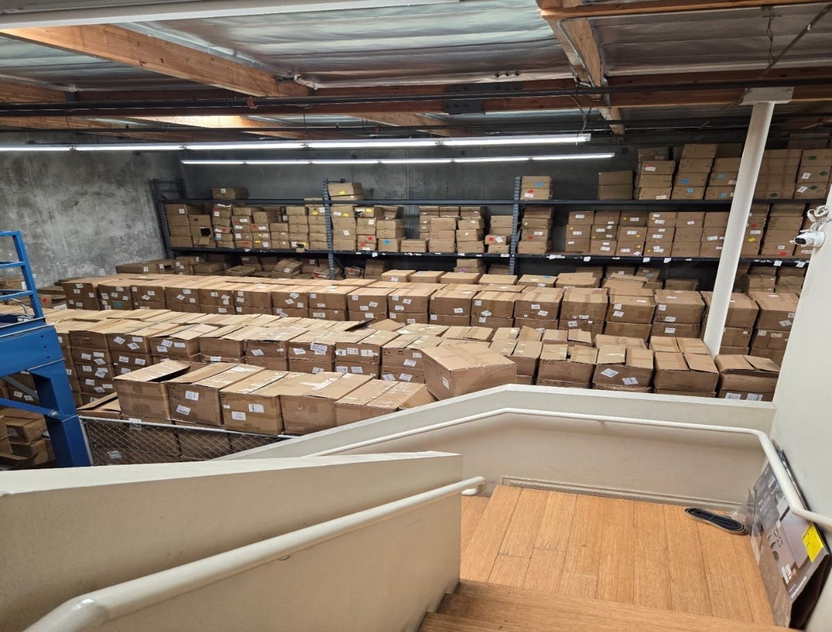 Investigators seized about 25,898 counterfeit items during the search.