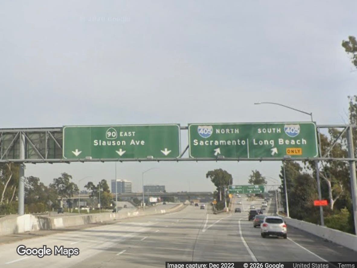 The eastbound 90 (Marina) Freeway connector to the southbound Interstate 405 will be fully closed from 10 p.m. Friday through 5 a.m. Monday while crews perform pavement work.