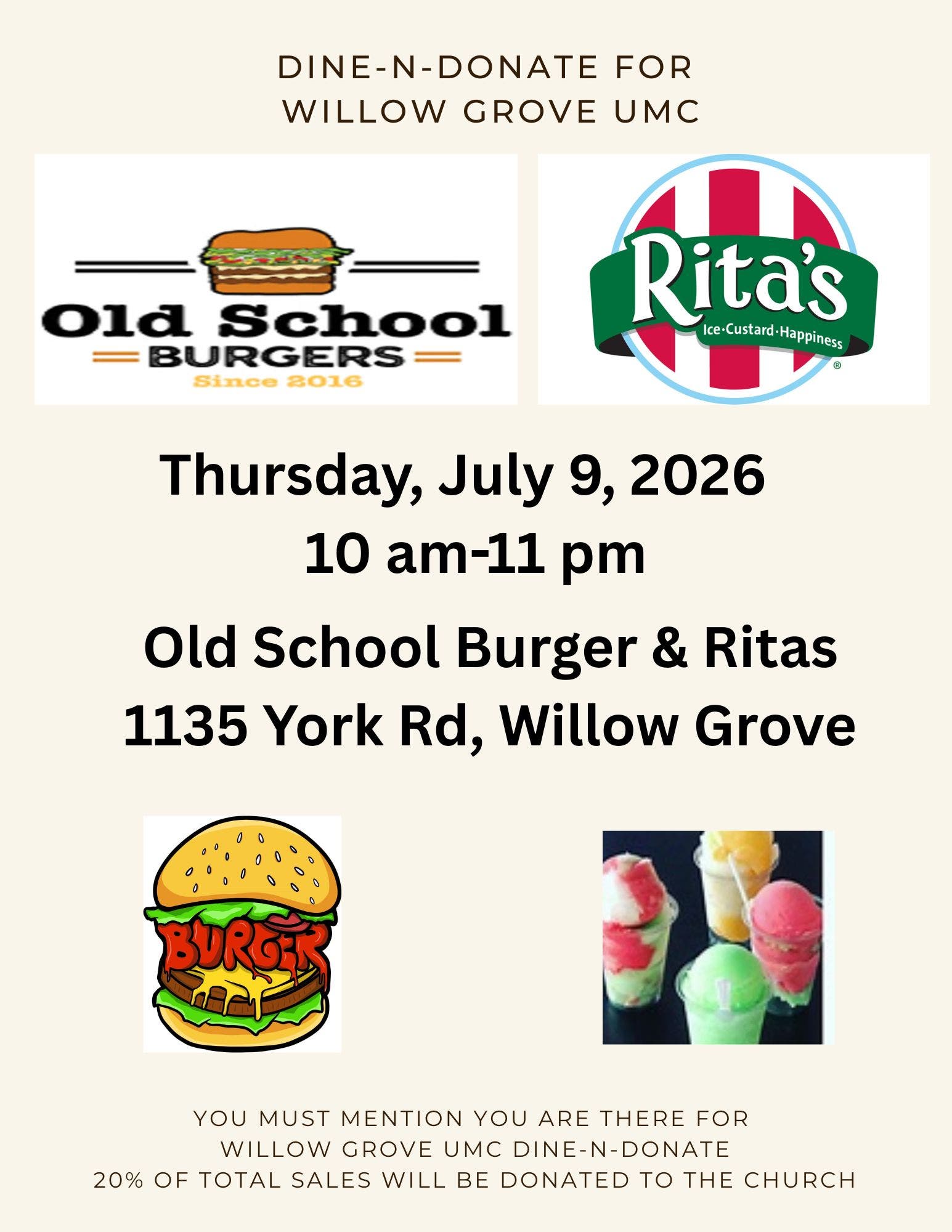 Dine-n-Donate For Willow Grove Umc
