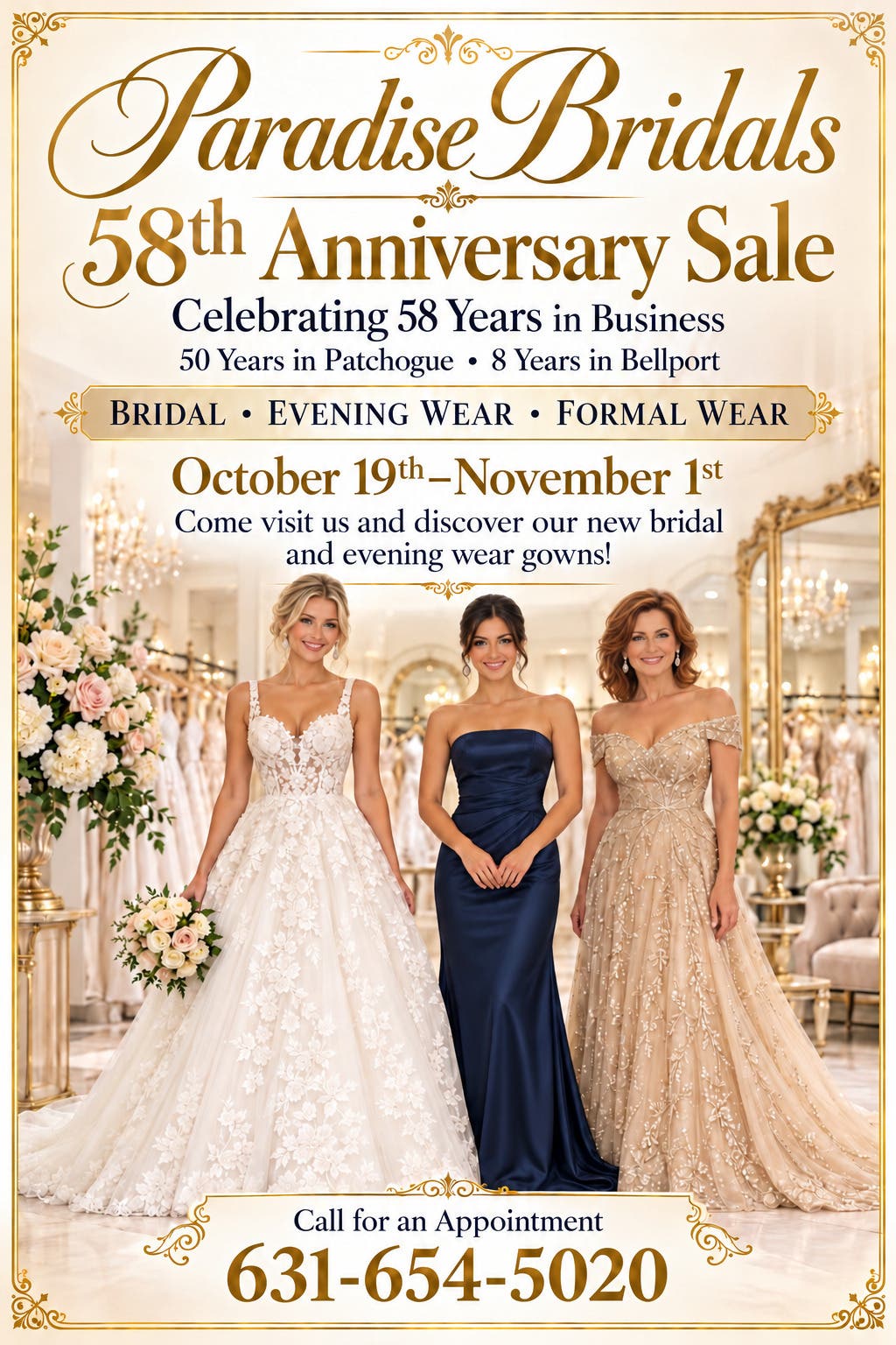 Paradise Bridals 58th Anniversary Sale