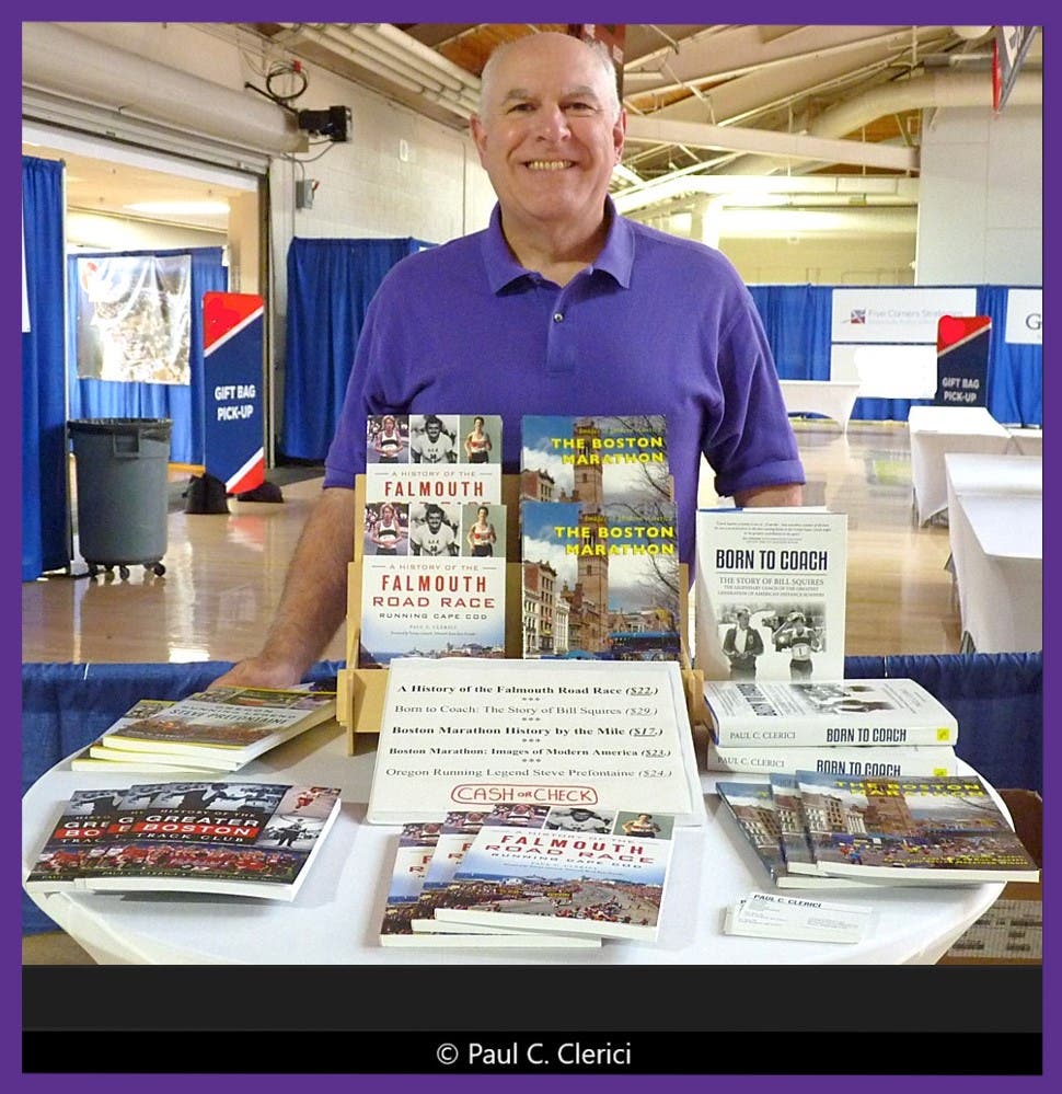 Author Paul Clerici at Falmouth Road Race Expo History Exhibit Booth