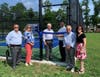  (l-r) Bayville Village Trustee Bob Nigro, Bayville Village Trustee Anne Walsh, Assemblymember Charles Lavine, Bayville Mayor SteveMinicozzi, Baville Deputy Mayor Bob De Natale, and Bayville Clerk Treasurer Maria Alfano-Hardy at ribbon cutting 7/20/23