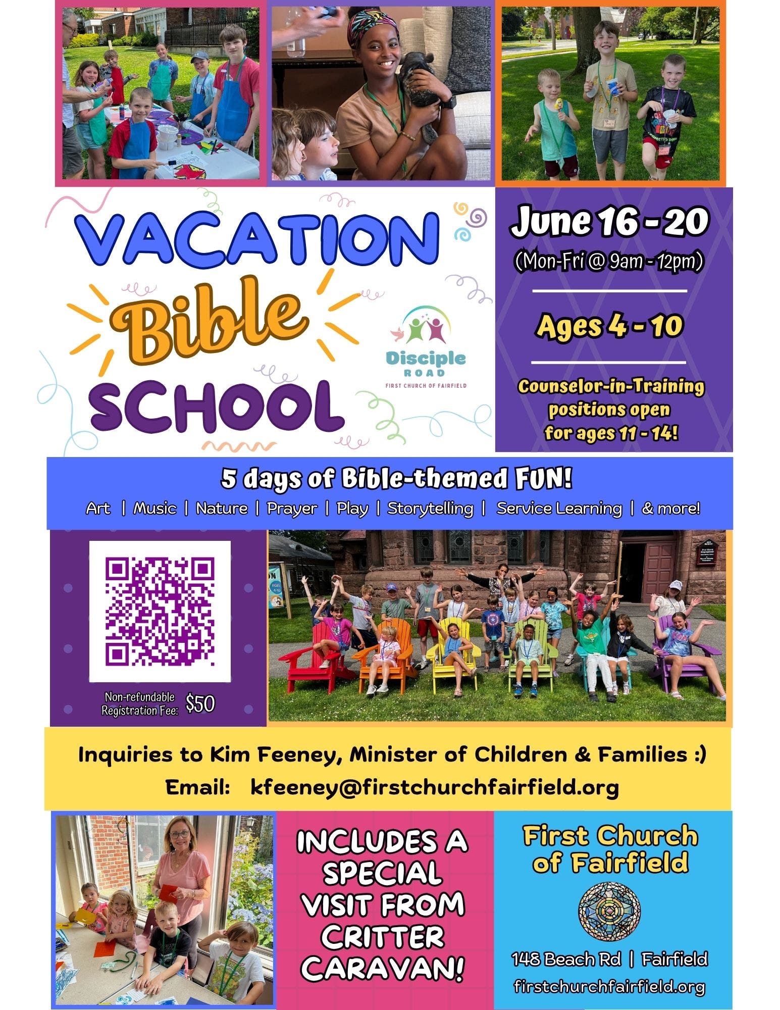 Vacation Bible School @ First Church of Fairfield! ~~ June 16 - 20