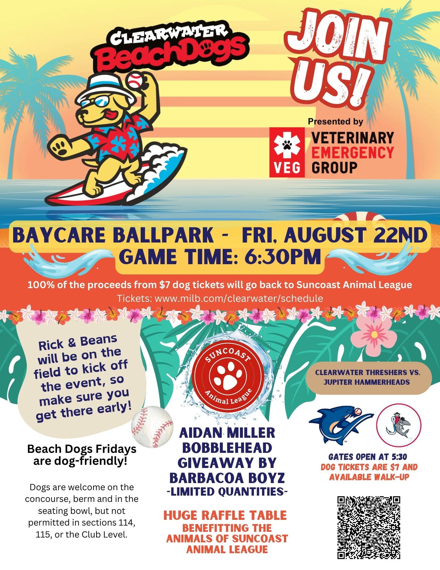 BEACH DOG FRIDAY - Bring your dog to the game and support Suncoast Animal League!