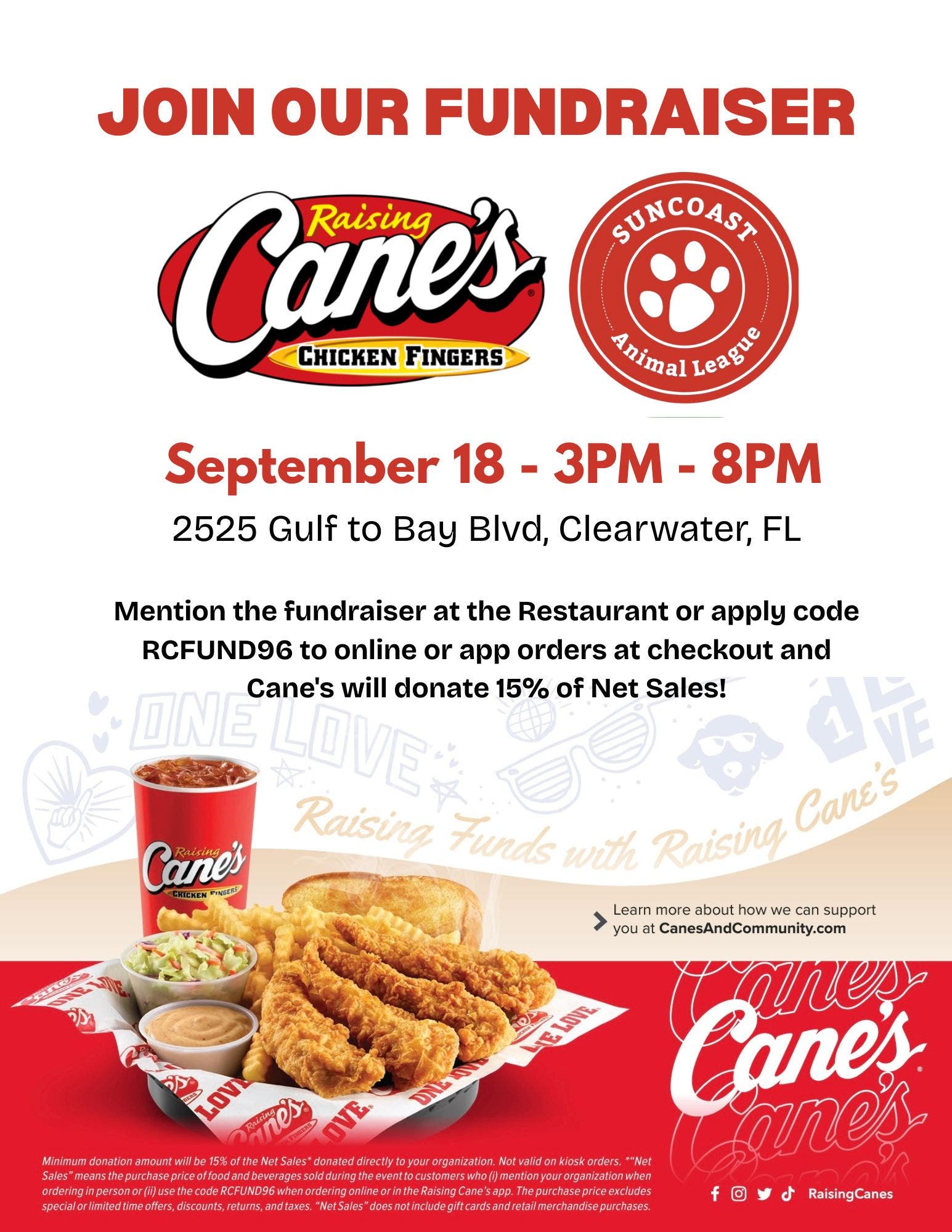 Raising Cane's Fundraiser for Suncoast Animal League