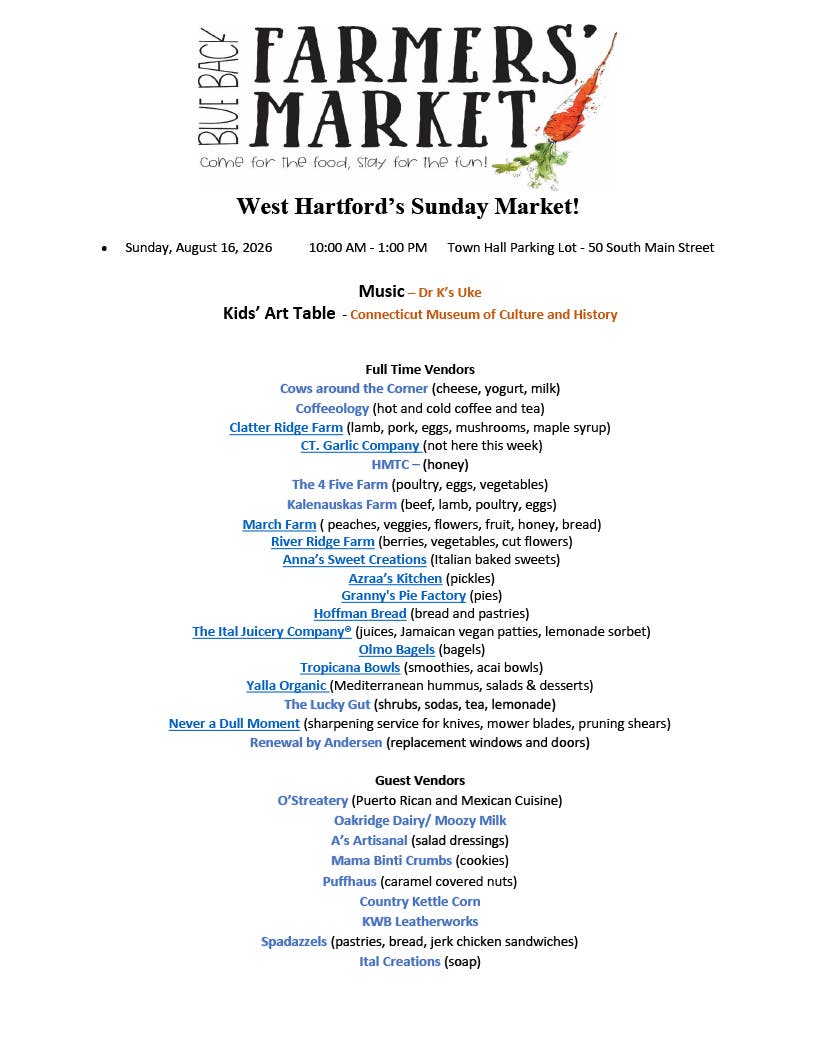 West Hartford's Sunday Farmers' Market
