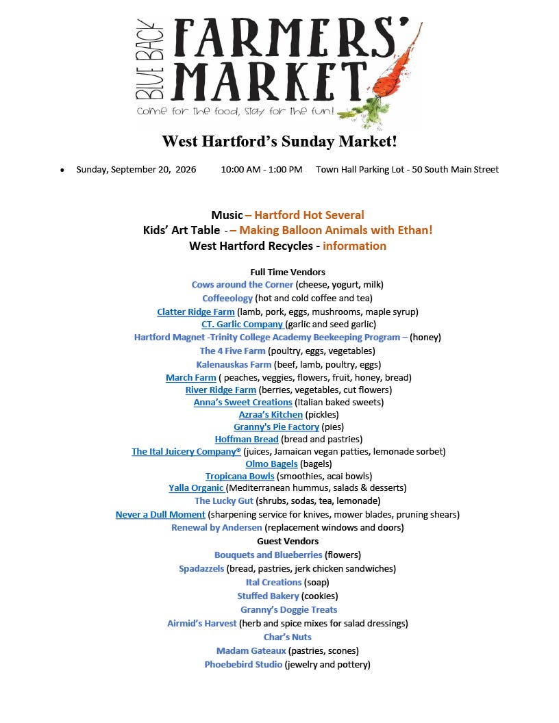 West Hartford's Sunday Farmers' Market