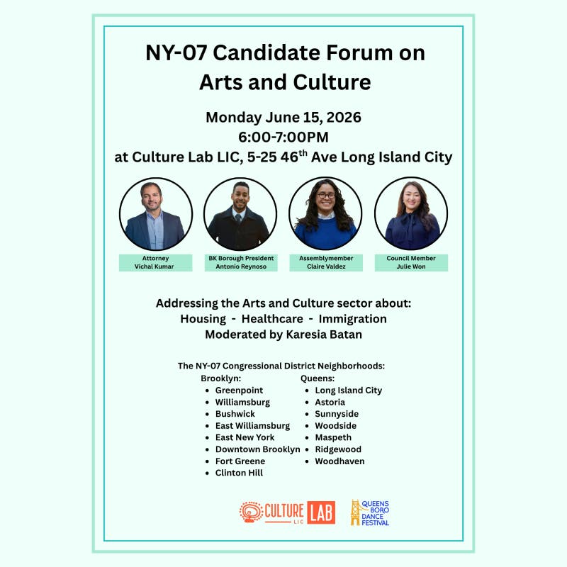 NY-07 Candidate Forum on Arts & Culture at Culture Lab LIC