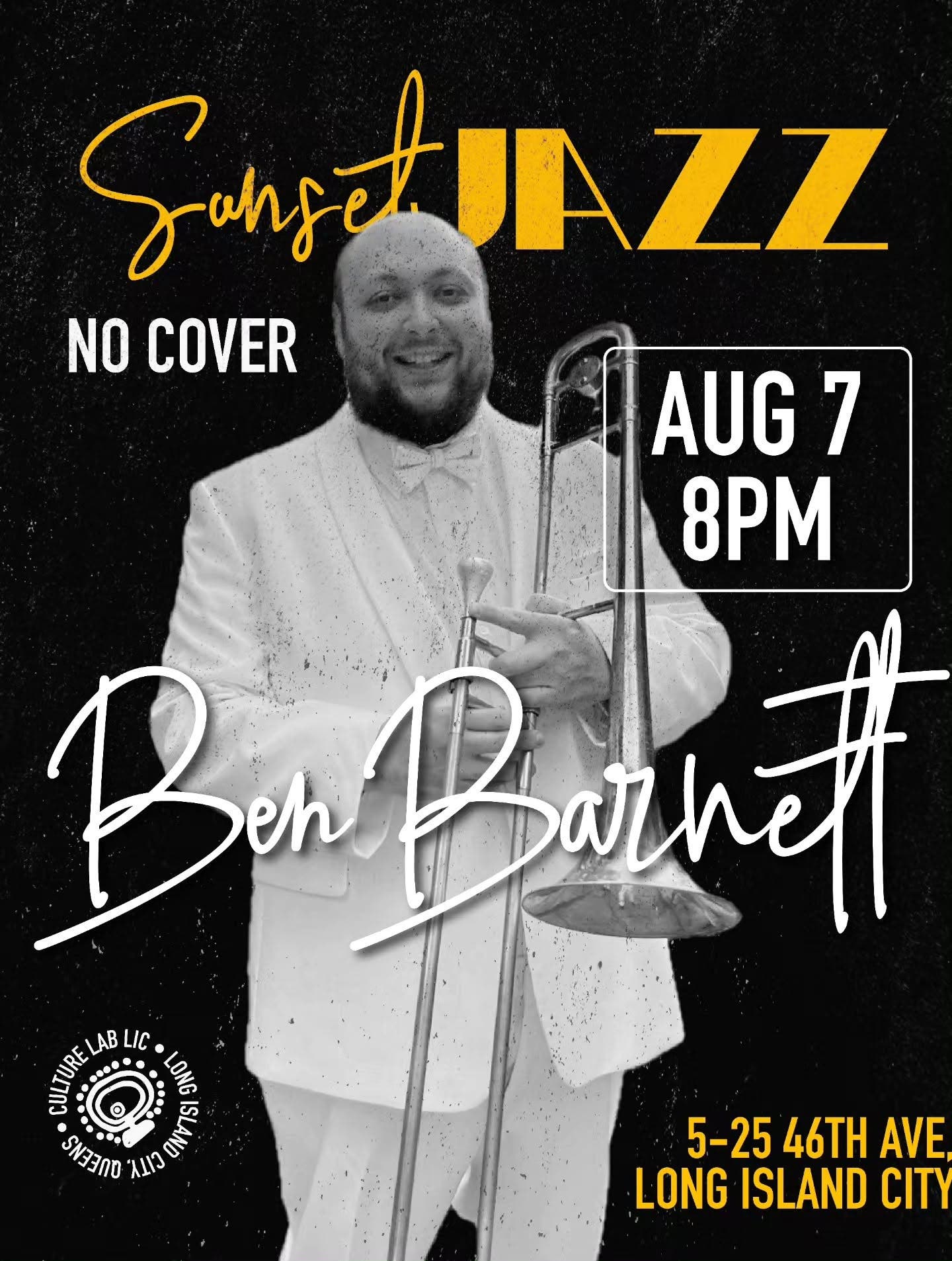 Ben Barnett at Culture Lab LIC - Sunset Jazz - August 7, 8pm