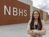 Rutgers University-New Brunswick student Ashley Caldwell, a newly appointed member of the New Brunswick Board of Education, stands outside of New Brunswick High School.
