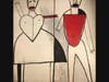 "He and She" is a 1986 oil on fiberboard painting by Aija Zarina.