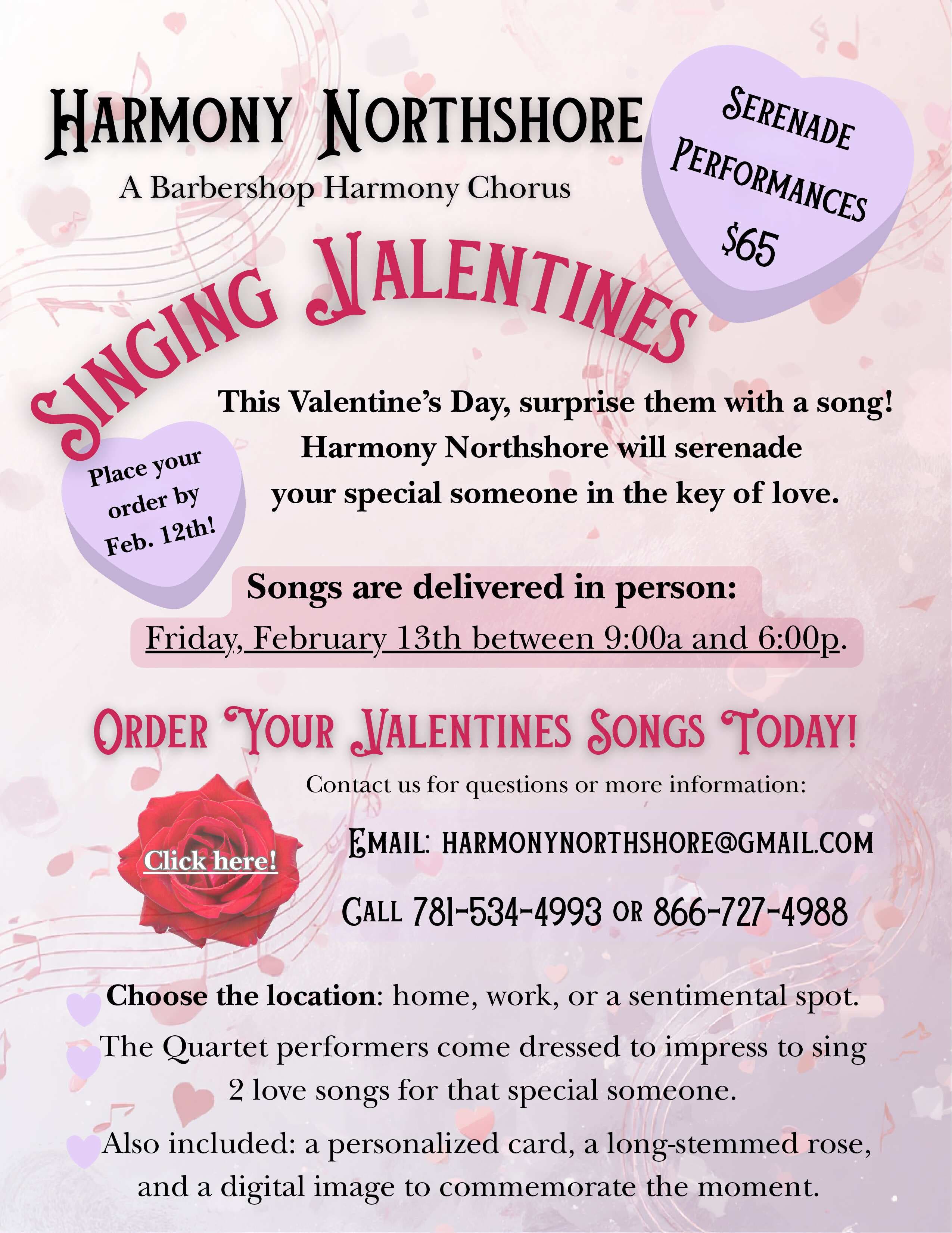 Harmony Northshore Quartets Offer Singing Valentines