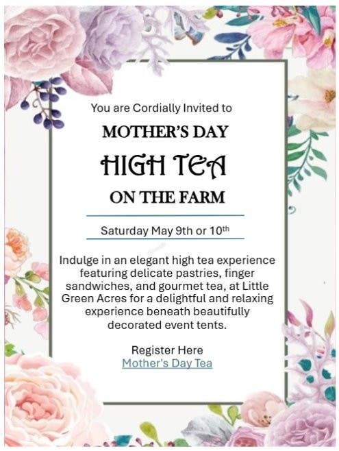 Mother's Day High Tea On The Farm