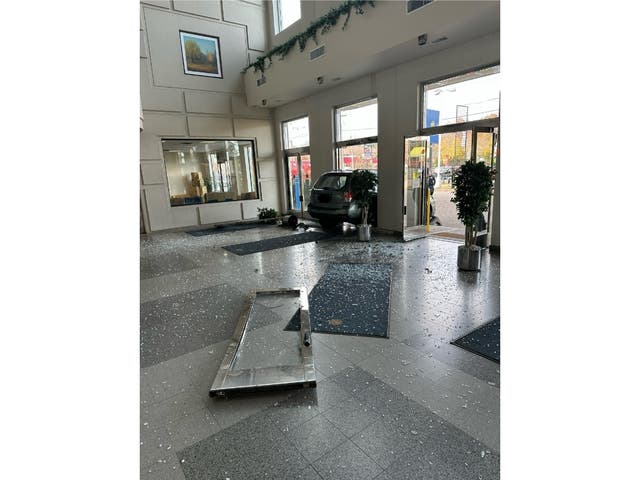 Car Crashes Into Glass Doors Of A Building: Milford Fire Dept ...