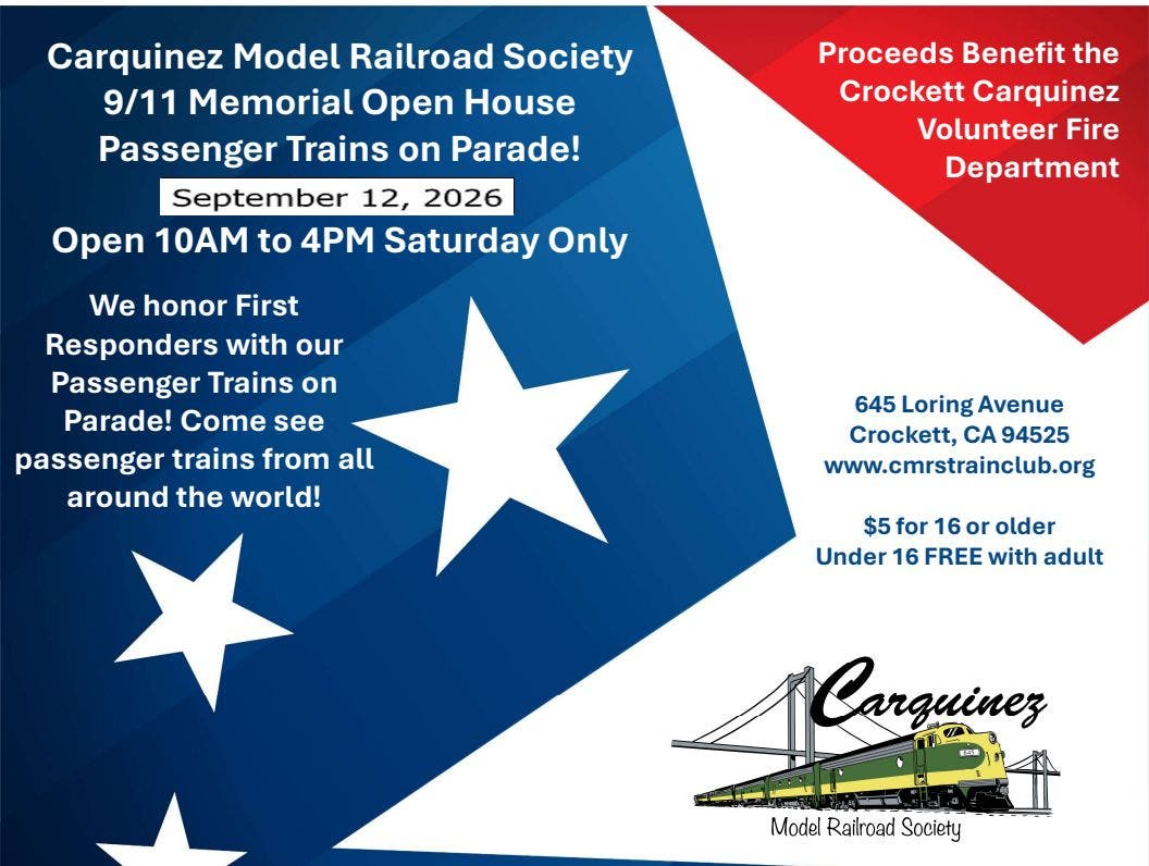 Carquinez Model Railroad Society Passenger Trains on Parade Open House