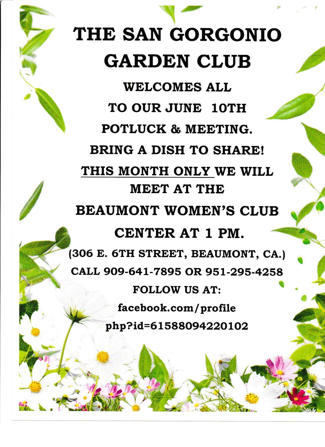 The San Gorgonio Garden Club Potluck & Meeting