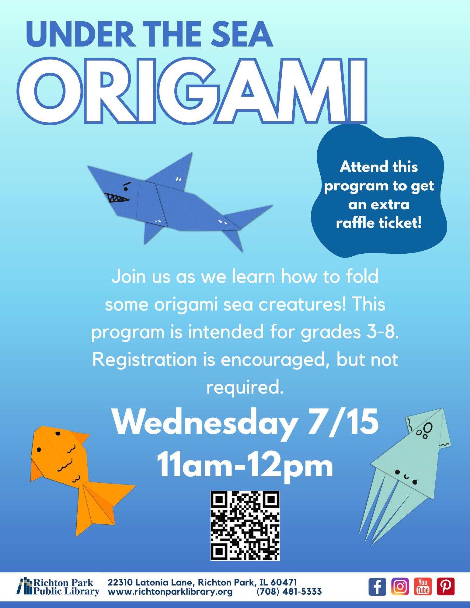 Under the Sea Origami (Gr. 3-8, Registration Encouraged)