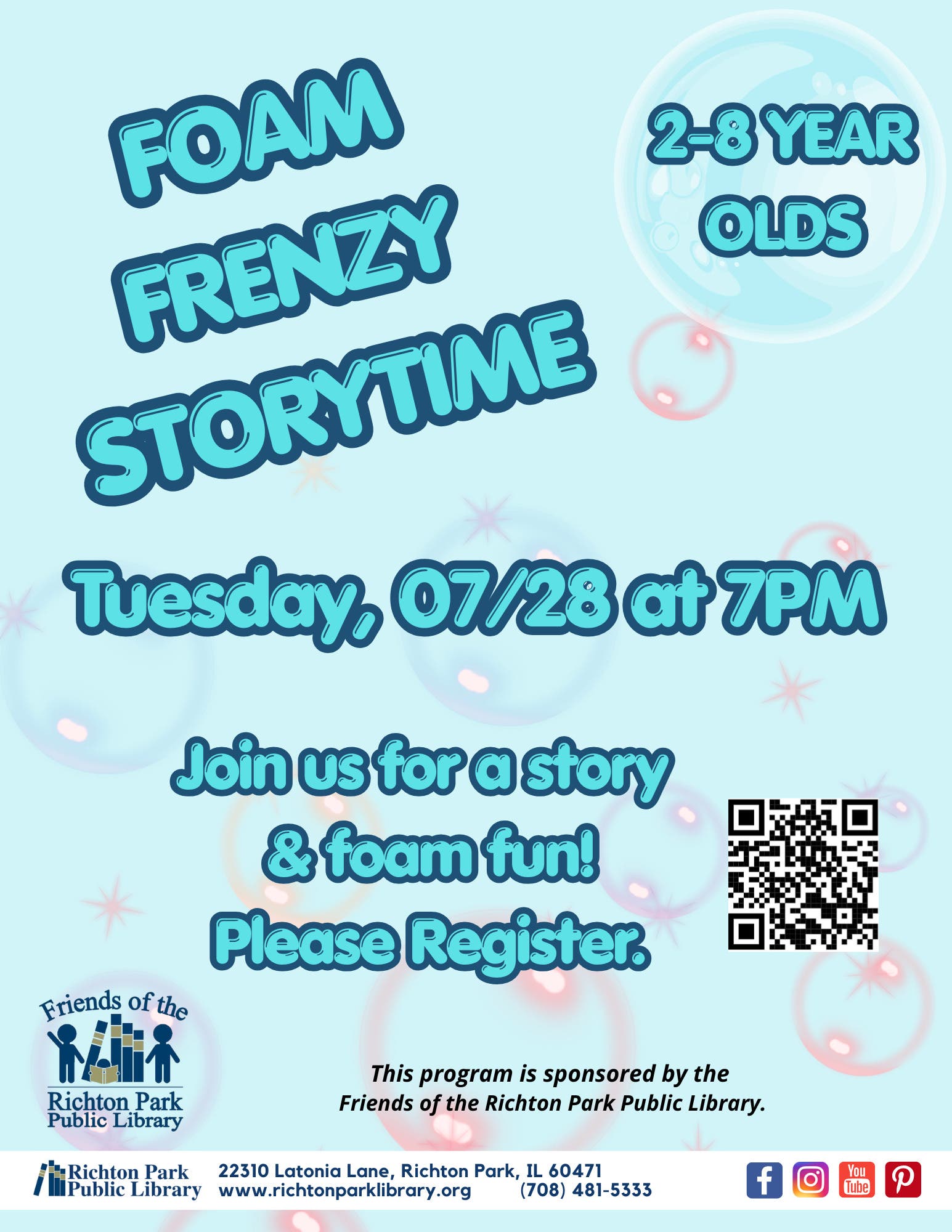 Foam Frenzy Storytime (PreK-Gr. 2 w/ Caregiver, Registration Required)