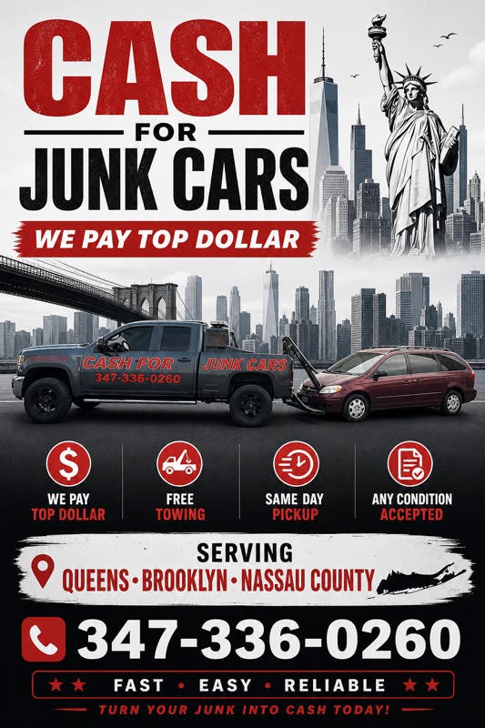 Sell your junk car for cash near the Queens–Nassau County border
