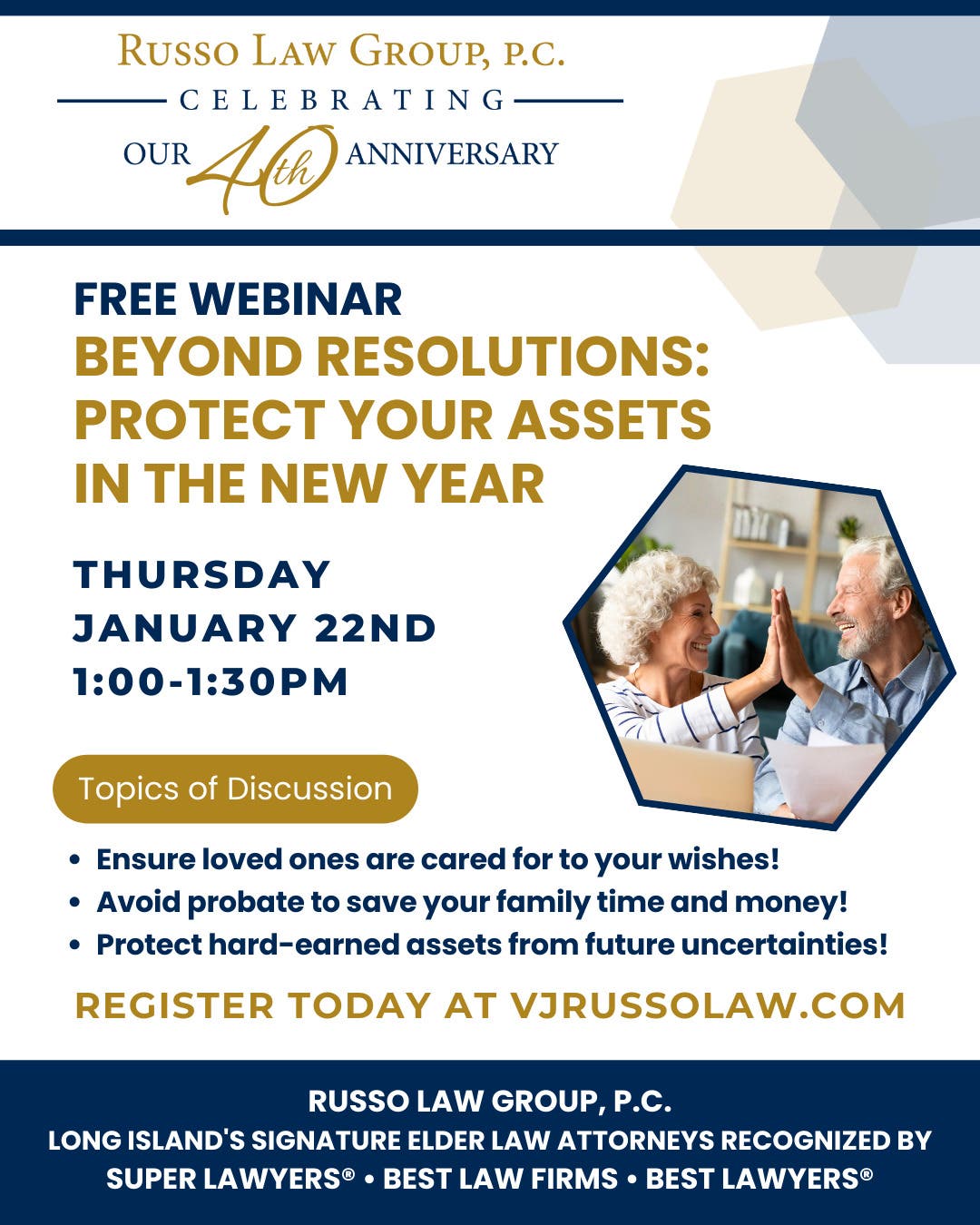 Jan 22 | Free Webinar: “Beyond Resolutions: Protect Your Assets in the ...