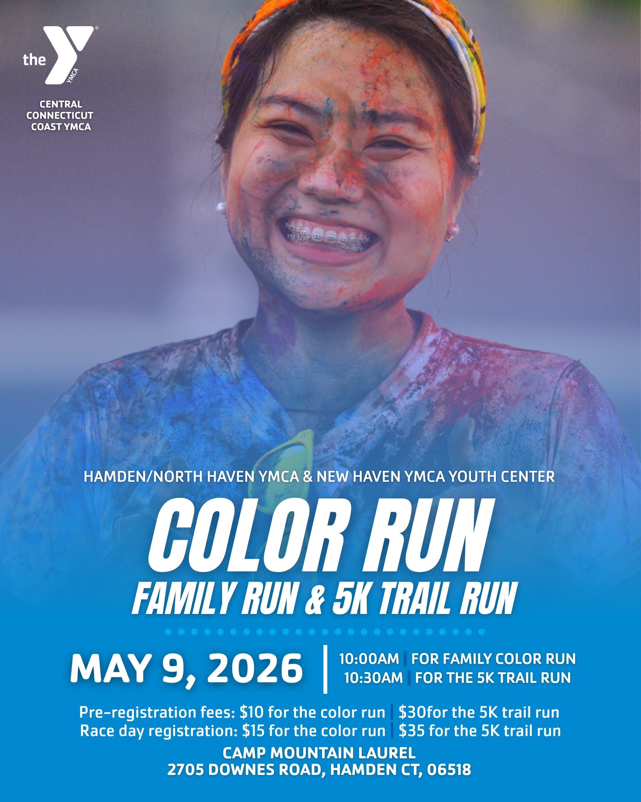 Hamden/North Haven YMCA & New Haven YMCA Youth Center Color Run, Family Run, and 5K Trail Run
