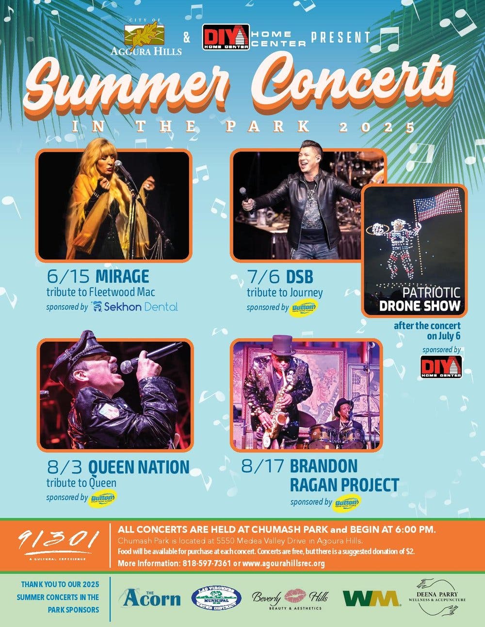Agoura Hills Summer Concerts in the Park 2025 DSB (Tribute to Journey) Followed  Drone Show