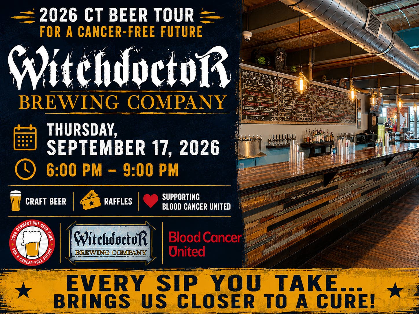 2026 CT Beer Tour for a Cancer-Free Future at Witchdoctor Brewing Co.