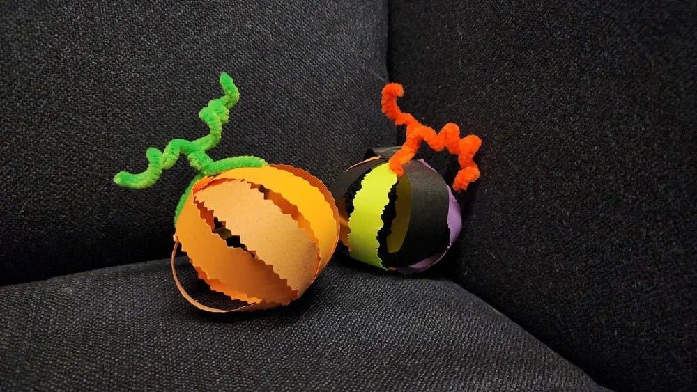 Monthly Craft: Paper Slip Pumpkins and Marigold Tissue Garlands