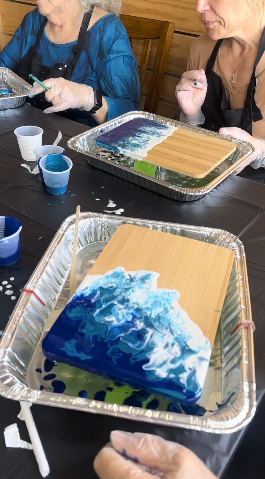 Ocean-Inspired Pour Paint: A Holiday Cutting Board Workshop