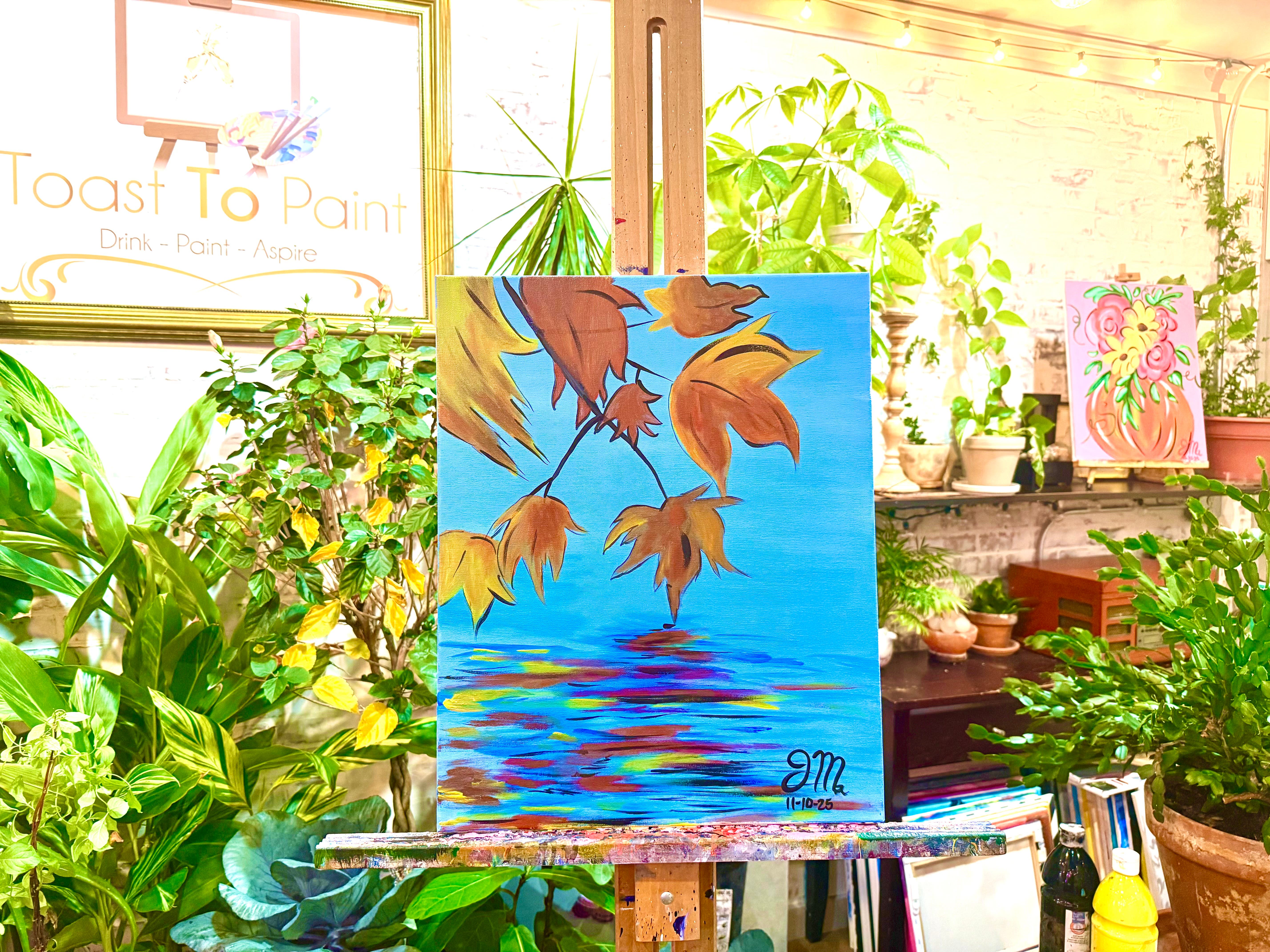 Fall Leaves Sip and Paint Art Class