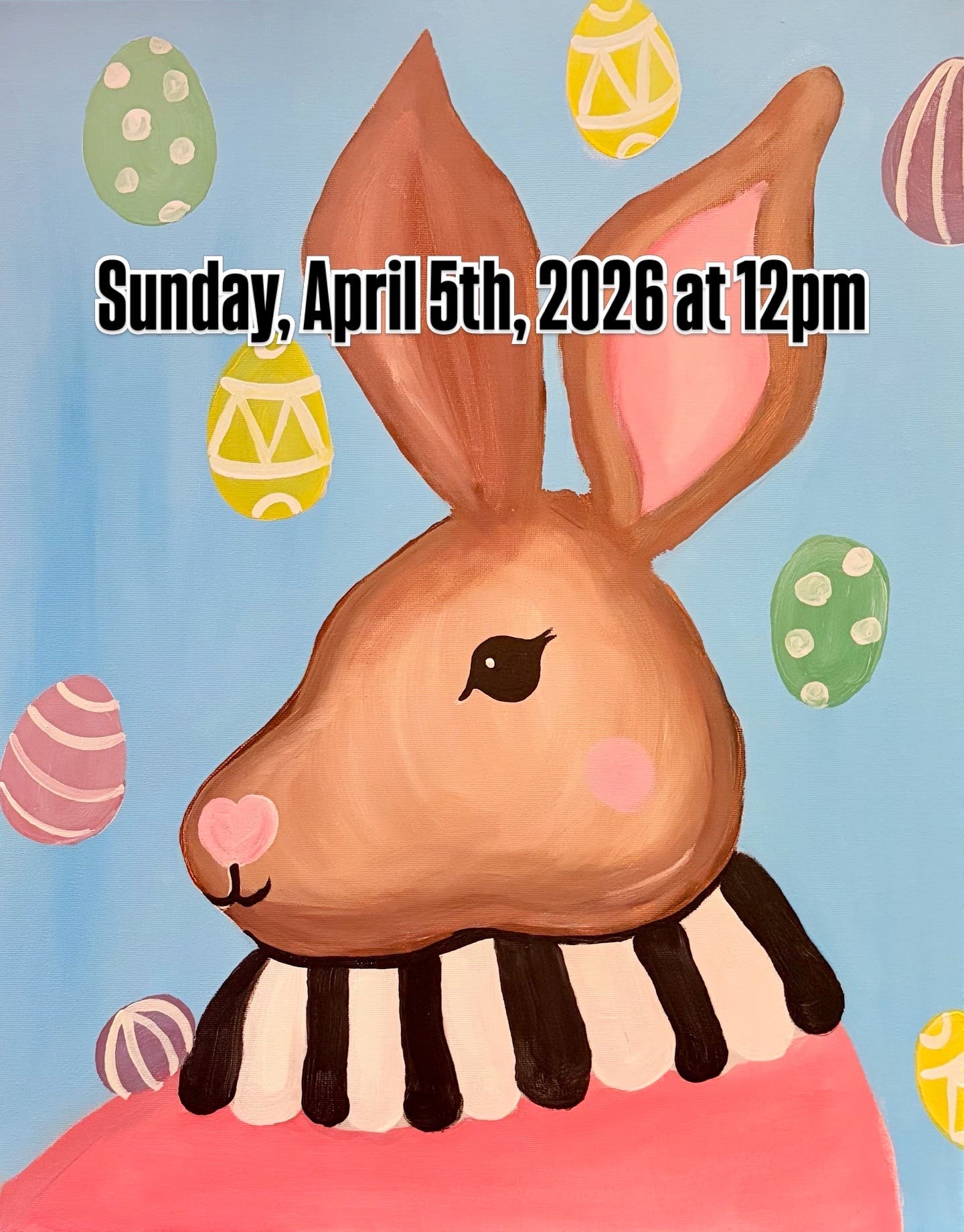 Kids Pre-drawn Canvas Easter Bunny Art Class