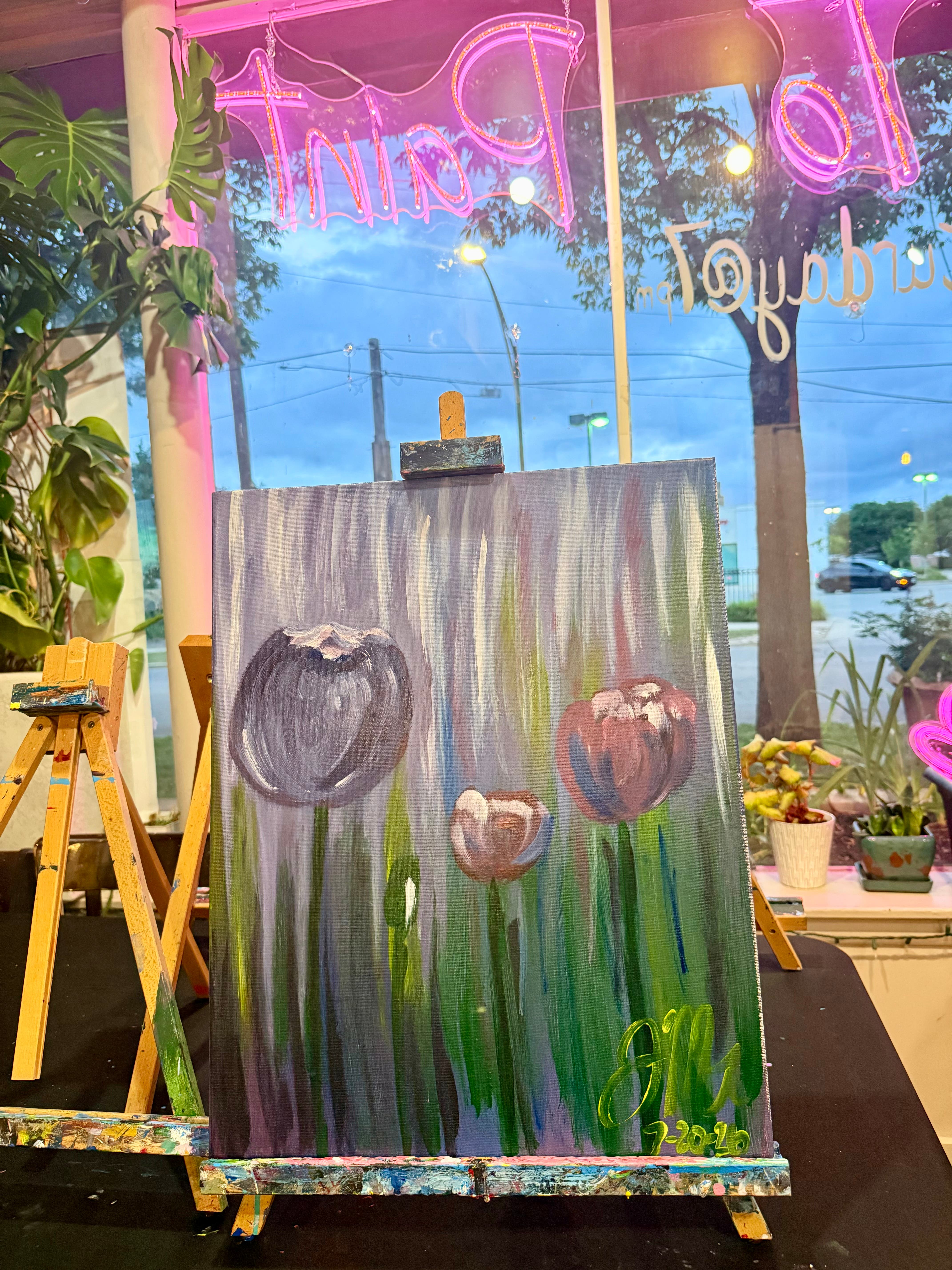 “Purple Tulips” Sip and Paint 🎨