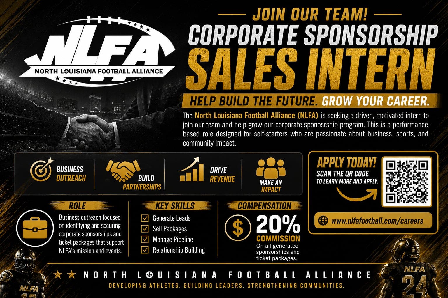 The North Louisiana Football Alliance is Seeking a Corporate Sponsorship Sales Intern