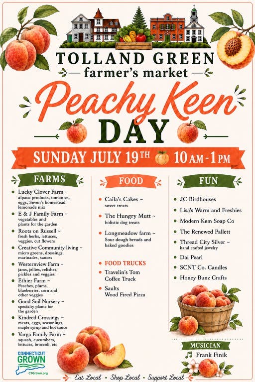 Tolland Green Farmer's Market Peachy Keen Day