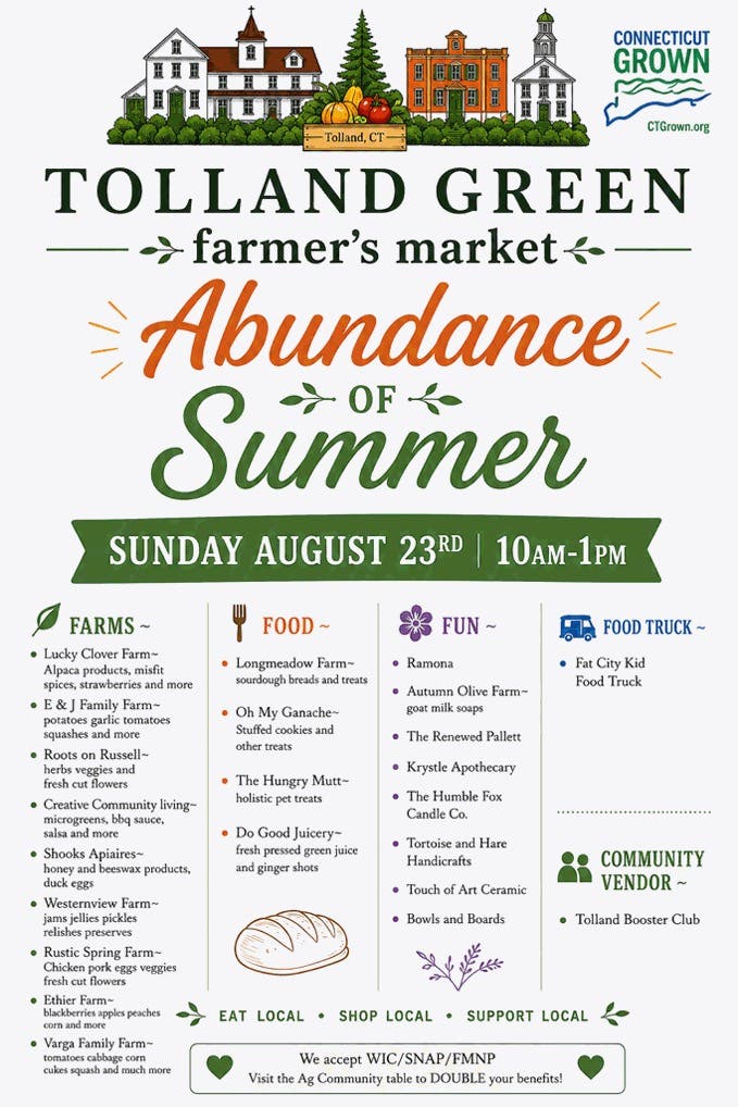 Tolland Green Farmer's Market Abundance Of Summer