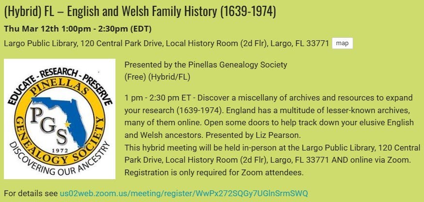 GENEALOGY -  English and Welsh Family History (1639-1974)