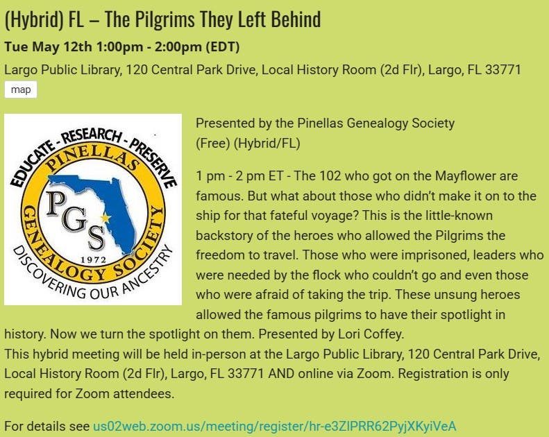 GENEALOGY - The Pilgrims They Left Behind