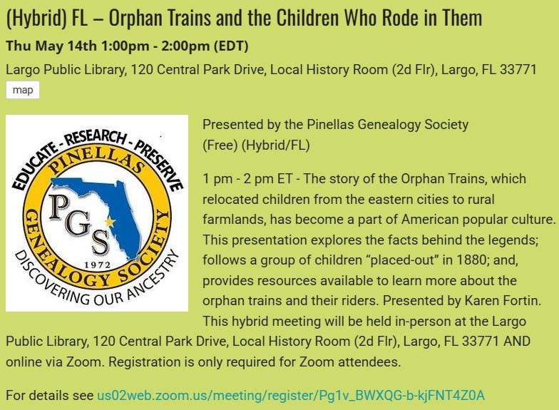 GENEALOGY - Orphan Trains and the Children Who Rode in Them