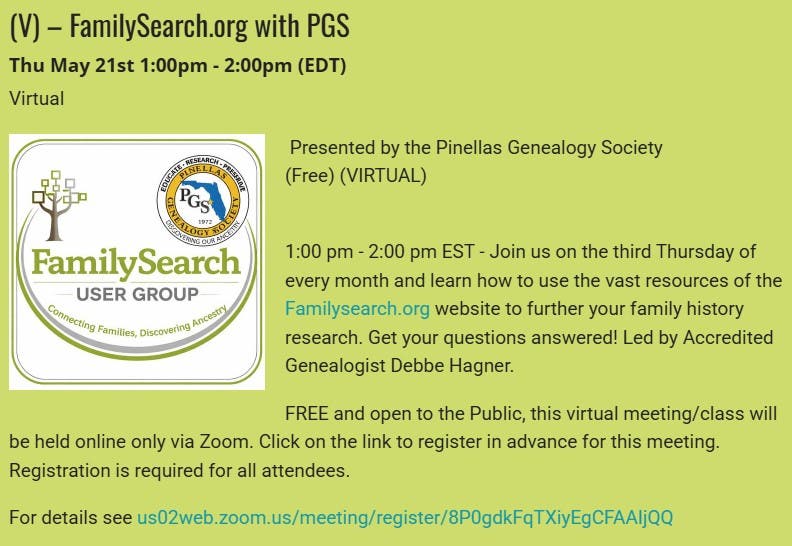 GENEALOGY - FamilySearch.org User Group (SIG)
