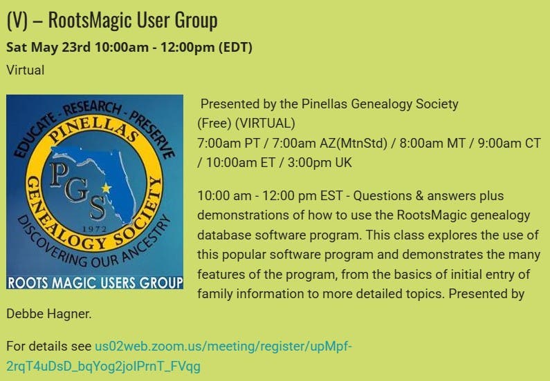 GENEALOGY - RootsMagic User Group