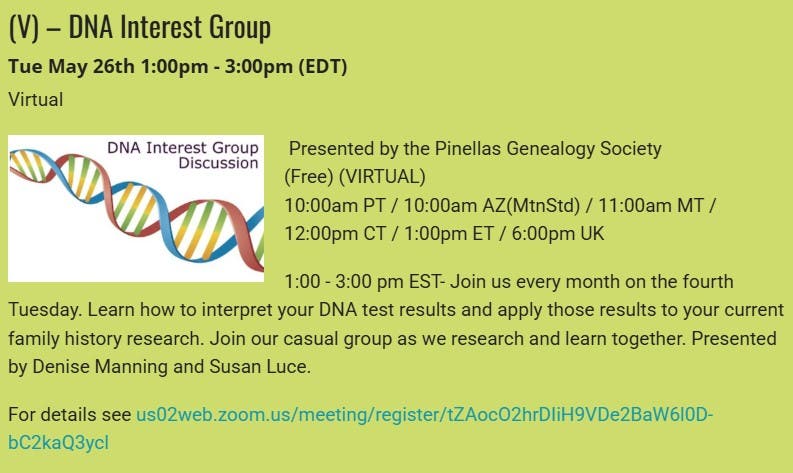 GENEALOGY - DNA Interest Group