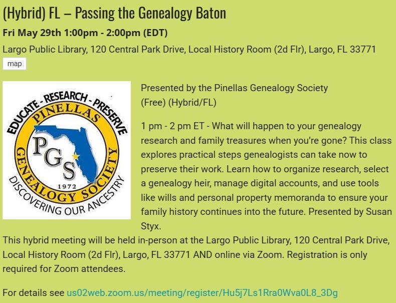 GENEALOGY - Passing the Genealogy Baton