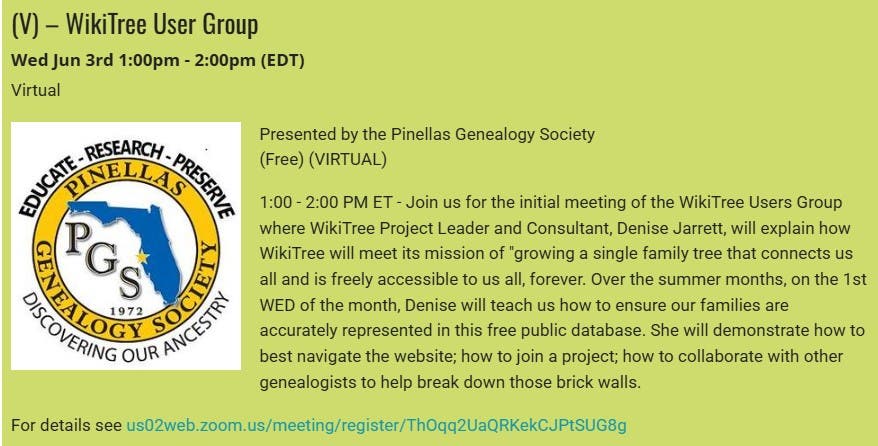 GENEALOGY - Wiki Tree User Group