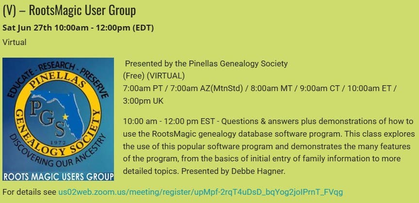 GENEALOGY - RootsMagic User Group