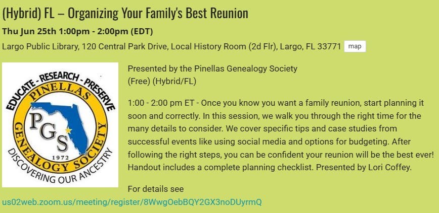 GENEALOGY - Organizing Your Family's Best Reunion